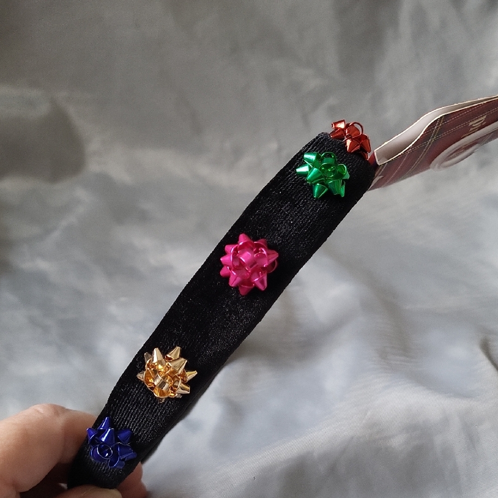 Piper K Colorful Bow Embellished Headband Black Velvet Brand New Ty Lh